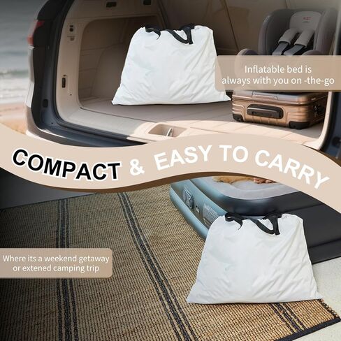 Air Mattress Twin with Built in Pump, 18" Height Foldable Blow up Air Bed, Comfort Self Inflatable Mattress Single Bed for Home, Travel, Camping & Guests, Blue in Kuwait