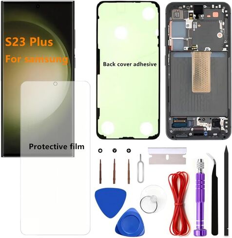 شاشة OLED لهاتف Samsung Galaxy S23 Plus LCD تعمل باللمس تدعم بصمة الإصبع Galaxy S23Plus SM-S916U SM-S916U1 (مع إطار أسود) in Kuwait