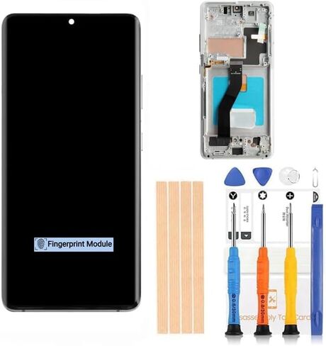 [فضي مع إطار] شاشة Amoled LCD لهاتف Samsung Galaxy S21 Ultra 5G G998 شاشة رقمية LCD تعمل باللمس بديلة SM-G998 A F P R4 T U V W 6.8 بوصة من Qvouaw in Kuwait