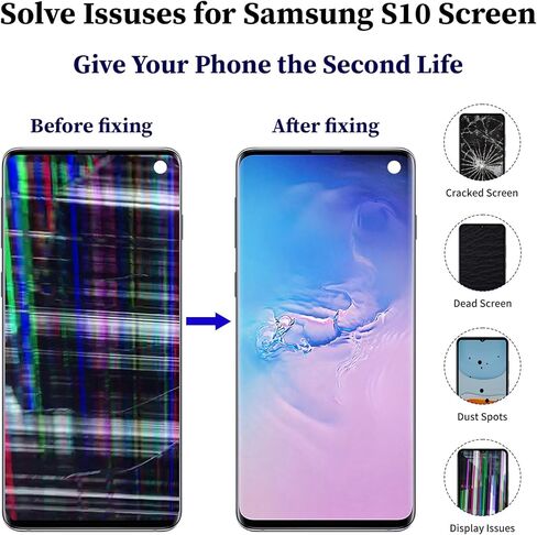 مجموعة استبدال شاشة LCD لهاتف Samsung Galaxy S10 مع إطار مع سماعة أذن ومكبر الصوت وزر الصوت الجانبي ومحرك الاهتزاز SM-G973U ومحول رقمي بشاشة تعمل باللمس (بدون وظيفة بصمة الإصبع) in Kuwait