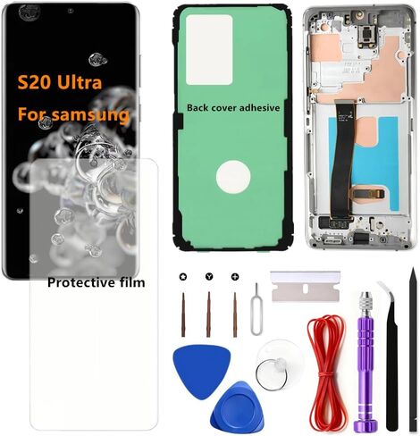OLED for Samsung Galaxy S20 Ultra 5G LCD Display Touch Screen Assembly Support Fingerprint Galaxy S20Ultra SM-G988U SM-G988U1 Screen Replacement (with Black Frame) in Kuwait