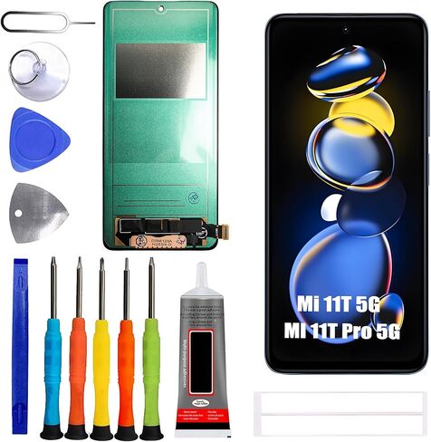 TFT Display [No Fingerprint Function] Compatible with Xiaomi 11T 5G / MI 11T Pro 5G [6.67 inch] 21081111RG Screen Touch Digitizer Assembly LCD Display with Repair kit in Kuwait