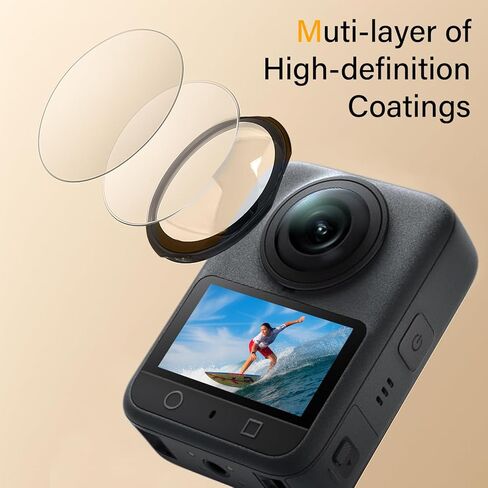 JZW-Shop Glass Lens Guard Compatible with DJI OSMO 360 Camera, with 2 Pack Screen Protectors, 9H, Scratch Protection, Anti-Fingerprints, Bubble-Free, HD Clear in Kuwait