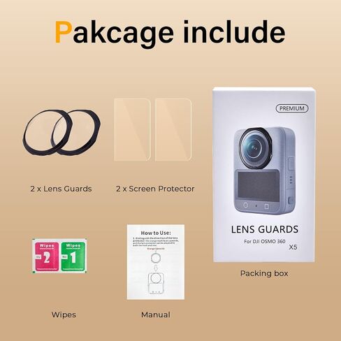 JZW-Shop Glass Lens Guard Compatible with DJI OSMO 360 Camera, with 2 Pack Screen Protectors, 9H, Scratch Protection, Anti-Fingerprints, Bubble-Free, HD Clear in Kuwait