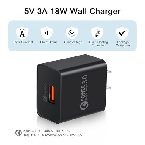 10FT 2 Pack 20W Fast Wall QC3.0 USB C كابل شحن لـ Moto G Play 2025 2026، Motorola G Power 2025 2026 5G)، G Stylus 2025/2026 5G/2024/2023 5G)، G 5G 2026/2025، Edge 2026 2025/Edge+ 2026 2025 in Kuwait