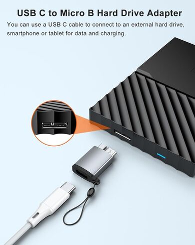 AreMe 3 Pack USB C إلى Micro B محول القرص الصلب، 10 جيجابت في الثانية Micro B ذكر إلى USB C أنثى محول لكابل النوع C، القرص الصلب الخارجي، الهاتف، الكمبيوتر اللوحي، الكمبيوتر المحمول in Kuwait