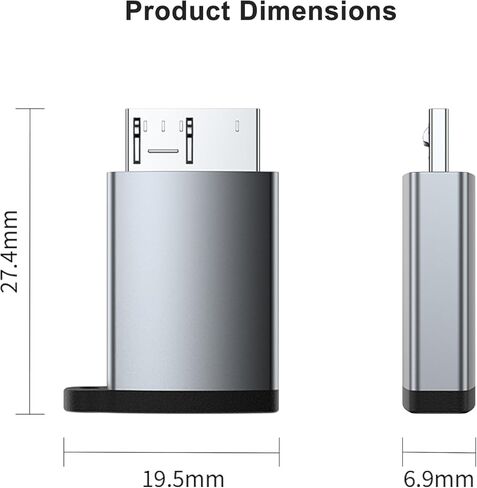 AreMe 3 Pack USB C إلى Micro B محول القرص الصلب، 10 جيجابت في الثانية Micro B ذكر إلى USB C أنثى محول لكابل النوع C، القرص الصلب الخارجي، الهاتف، الكمبيوتر اللوحي، الكمبيوتر المحمول in Kuwait