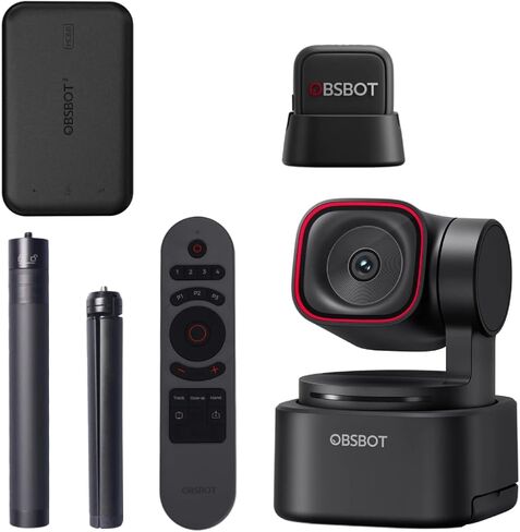 مجموعة تدفق OBSBOT Tiny 3 Lite، كاميرا ويب صوت مكاني 4K تعمل بالذكاء الاصطناعي - كاميرا PTZ مدمجة لتتبع الذكاء الاصطناعي مع مستشعر 1/2 بوصة، ميكروفون ثلاثي، تحكم صوتي، 120 إطارًا في الثانية، HDR، كاميرا ويب للكمبيوتر الشخصي، Mac، الكمبيوتر المحمول، البث in Kuwait