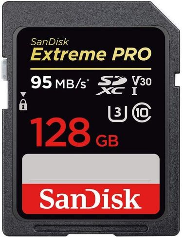 Sandisk SDSDXXG-128G-ANCIN Extreme Pro - Flash Memory Card - 128 GB - SDXC UHS-I - Black, Gray, Red, White, Yellow in Kuwait