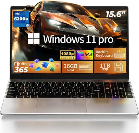 MOONFISH Gaming Laptop Computer 2026, 15.6 Inch Lap Top Pc Window 11 Pro, 16GB RAM 512GB SSD, Core i5 Processor(up to 2.8GHz), Backlit Keyboard, FHD 1920 * 1080, Office 365, Business, Student in Kuwait