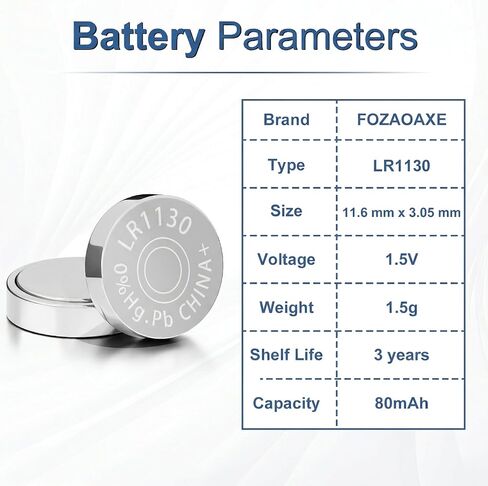 LR1130 Battery 10 Pack, AG10 389 390 189 L1131 LR54 SR1130 V10GA Alkaline Button Coin Cell Batteries for Toys, Calculators & Household Gadgets, 1.5V, Reliable & Long-Lasting in Saudi Arabia
