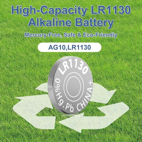 LR1130 Battery 10 Pack, AG10 389 390 189 L1131 LR54 SR1130 V10GA Alkaline Button Coin Cell Batteries for Toys, Calculators & Household Gadgets, 1.5V, Reliable & Long-Lasting in Saudi Arabia