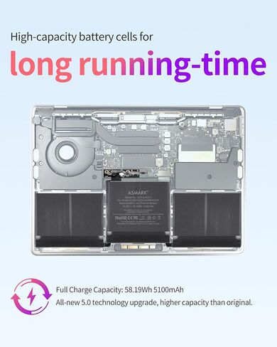 ASMARK بطارية بديلة لجهاز MacBook Pro A2289(2020) A1708(2016,2017) A2159(2019) بطارية 13 بوصة A2171/A1713 in Kuwait