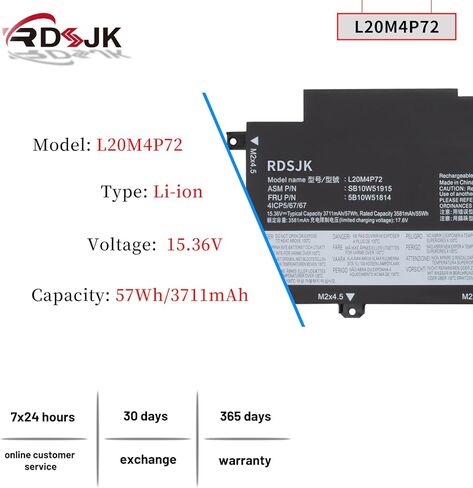 L20M4P72 L20C4P72 L20D4P72 L20L4P72 Laptop Battery for Lenovo ThinkPad T14s 2nd Gen2 2021 Series 5B10W51814 5B10W51815 5B10W51816 5B10W13976 SB10W51914 SB10W51915 SB10W51916 SB10W51917 15.36V 57Wh in Kuwait