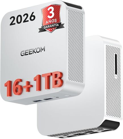 GEEKOM 2026 A5 Pro High-Performance Mini PC with AMD Ryzen 5 7530U, 16GB DDR4 RAM(Up to 96GB, Not LPDDR), 1TB NVMe SSD|Windows 11 Pro|4 Displays| 8K |Wi-Fi 6|3-Year Coverage|Education|Office|Coding in Kuwait