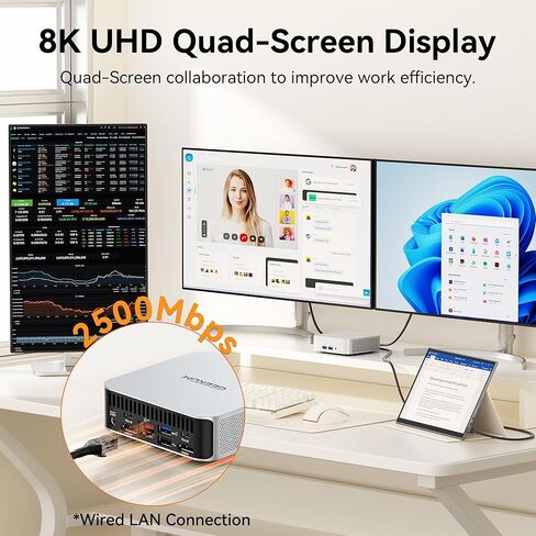 GEEKOM 2026 A5 Pro High-Performance Mini PC with AMD Ryzen 5 7530U, 16GB DDR4 RAM(Up to 96GB, Not LPDDR), 1TB NVMe SSD|Windows 11 Pro|4 Displays| 8K |Wi-Fi 6|3-Year Coverage|Education|Office|Coding in Kuwait