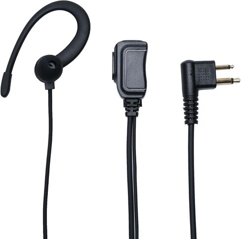 PTT Mic Earpiece Headset for Walkie Talkies - Compatible with Motorola CP200D, BPR40, CLS1410 Two-Way Radios (3 Eartip Sizes Included) (C-Shape and 3eartip, Black) in Kuwait