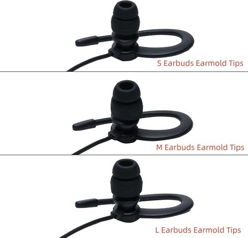 PTT Mic Earpiece Headset for Walkie Talkies - Compatible with Motorola CP200D, BPR40, CLS1410 Two-Way Radios (3 Eartip Sizes Included) (C-Shape and 3eartip, Black) in Kuwait