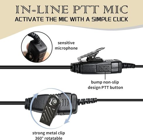 C Swivel Surveillance Headset with Mic PTT Noise-Isolating Security Earpiece for Compatible with Motorola Radios SL300 SL3500e SL7550 TLK100 TLK110 Series in Kuwait