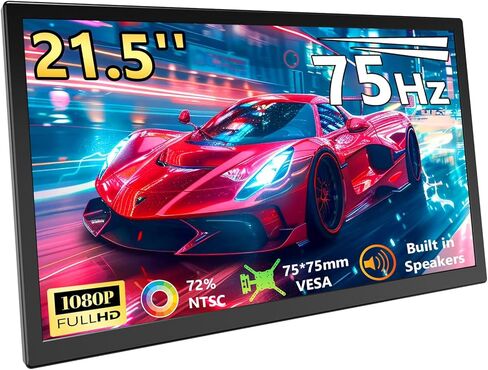 شاشة ثانية كبيرة محمولة مقاس 21.5 بوصة بدقة FHD 1080P 75 هرتز، شاشة خارجية USB-C HDMI لألعاب الكمبيوتر المكتبي والكمبيوتر المحمول، يدعم حامل VESA in Kuwait