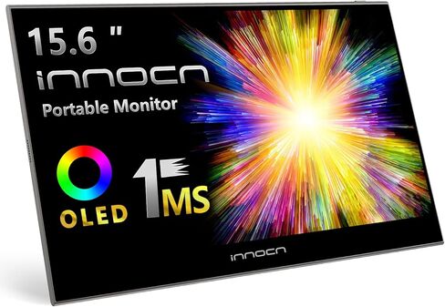 شاشة INNOCN 15.6 بوصة OLED محمولة Full HD 1080P 100% DCI-P3 1MS 100000:1 USB كمبيوتر صغير HDMI شاشة سفر لتحرير الصور والفيديو ثانية رفيعة للغاية لأجهزة الكمبيوتر المحمول ووحدة التحكم في الألعاب in Kuwait