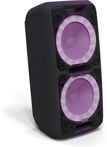 QFX PBX-100 Bluetooth Wireless Portable Party Speakers with Dual 10" Woofers - Rechargeable, LED Party Lights, 5-Band EQ, USB/TF Slot, Black in Kuwait