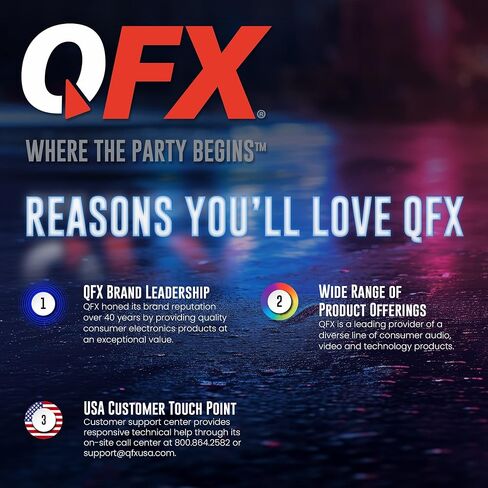 QFX PBX-100 Bluetooth Wireless Portable Party Speakers with Dual 10" Woofers - Rechargeable, LED Party Lights, 5-Band EQ, USB/TF Slot, Black in Kuwait