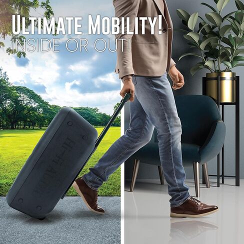 QFX PBX-100 Bluetooth Wireless Portable Party Speakers with Dual 10" Woofers - Rechargeable, LED Party Lights, 5-Band EQ, USB/TF Slot, Black in Kuwait