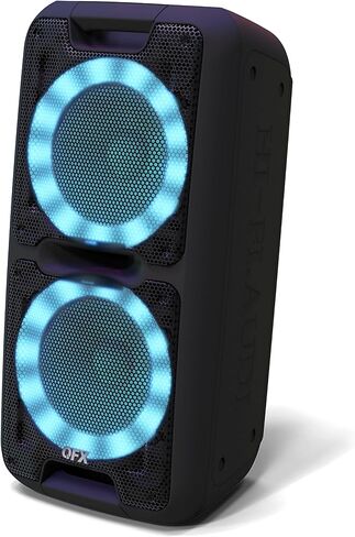 QFX PBX-100 Bluetooth Wireless Portable Party Speakers with Dual 10" Woofers - Rechargeable, LED Party Lights, 5-Band EQ, USB/TF Slot, Black in Kuwait