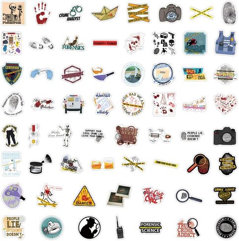 55PCS Horror Crime Scene Stickers for Water Bottles Laptop Journaling Guitar Phone, Forensic Science Sticker for Adults Teens Interesting Waterproof Vinyl Decals for Party Supplies in Kuwait