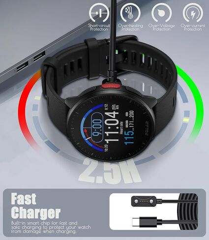 كابل شحن بطول 1 متر متوافق مع Polar Loop، Polar Vantage M3، Polar Vantage V3، Polar Ignite 3، Polar Grit X2 Pro، Polar Pacer، Polar Pacer Pro، Polar Street X USB-C إلى الشاحن المغناطيسي in Kuwait