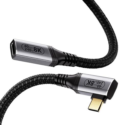 كابل تمديد USBC بطول 6.6FT زاوية يمنى متوافق مع Thunderbolt 4/3، USB4 40 جيجا بايت في الثانية لنقل البيانات، كابل USB C ذكر إلى أنثى 90 درجة، وصلة من النوع C شحن سريع 240 وات، شاشة فيديو 8K/4K. in Kuwait