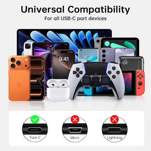 ‎Car Carplay Cable for iPhone 17 16 Pro Max 6.6FT/2Pack, USB to USB C Cable Type C Charging for Apple 15 iPad 10 Air 4 5, Galaxy S25 S24 S23 Pixel Moto LG Switch2 Android Auto Car Charger in Kuwait