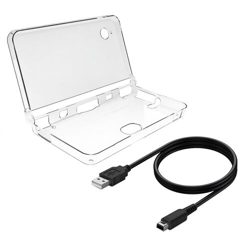 كابل شحن USB وغطاء حماية صلب شفاف لـ DSi XL، سلك شحن USB بطول 3.28 قدم متوافق مع NDSi XL in Kuwait