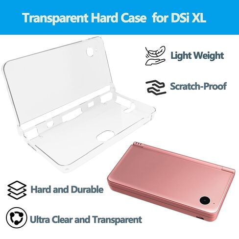 كابل شحن USB وغطاء حماية صلب شفاف لـ DSi XL، سلك شحن USB بطول 3.28 قدم متوافق مع NDSi XL in Kuwait