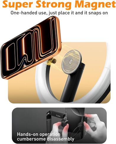 CloudValley Magnetic Overhead Phone Mount with 10" Ring Light, 5000mAh Desktop Tripod with Battery Display, Foldable LED Selfie Light with iPhone Stand for Video Recording Cooking, Live Streaming in Kuwait