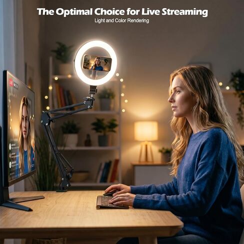 CloudValley Magnetic Overhead Phone Mount with 10" Ring Light, 5000mAh Desktop Tripod with Battery Display, Foldable LED Selfie Light with iPhone Stand for Video Recording Cooking, Live Streaming in Kuwait