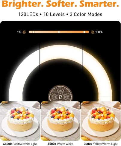 CloudValley Magnetic Overhead Phone Mount with 10" Ring Light, 5000mAh Desktop Tripod with Battery Display, Foldable LED Selfie Light with iPhone Stand for Video Recording Cooking, Live Streaming in Kuwait