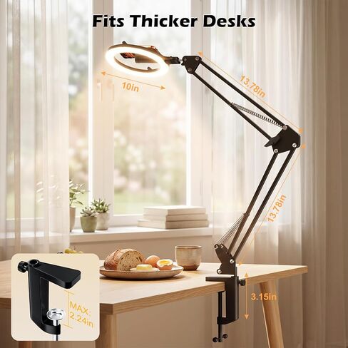 CloudValley Magnetic Overhead Phone Mount with 10" Ring Light, 5000mAh Desktop Tripod with Battery Display, Foldable LED Selfie Light with iPhone Stand for Video Recording Cooking, Live Streaming in Kuwait