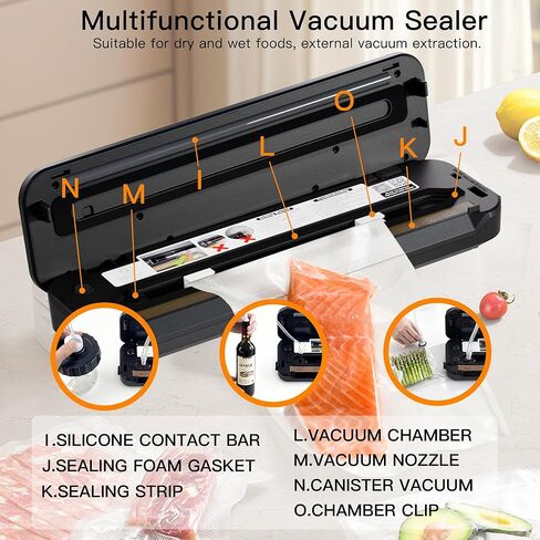 MegaWise Vacuum Sealer Machine | 80kPa Suction Power| Bags and Cutter Included | Compact One-Touch Automatic Food Sealer with External Vacuum System | Dry Moist Fresh Modes for All Saving needs in Saudi Arabia