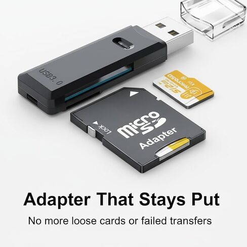 قارئ بطاقات SD USB 3.0، فتحة مزدوجة لبطاقات SD وMicro SD، يدعم ما يصل إلى 2 تيرابايت، نقل بيانات عالي السرعة لبطاقات ذاكرة الكاميرا in Kuwait