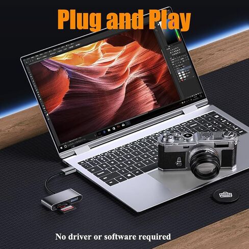 قارئ بطاقات USB C إلى SD/TF مع منفذ USB، محول قارئ بطاقات الذاكرة 3 في 1 مع كابل، التوصيل والتشغيل، نقل سريع للبيانات، آمن ومستقر للهاتف/الكمبيوتر اللوحي/الكمبيوتر المحمول in Kuwait