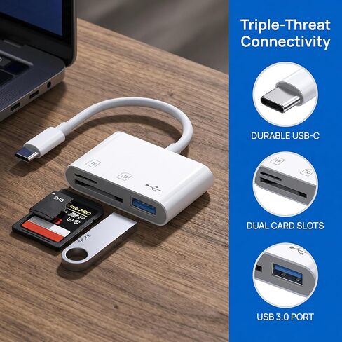 محول كاميرا USB C قارئ بطاقة SD TF لنقل الكاميرا الرقمية للهاتف إلى قارئ بطاقة ذاكرة الهاتف منفذ USB C متعدد in Kuwait