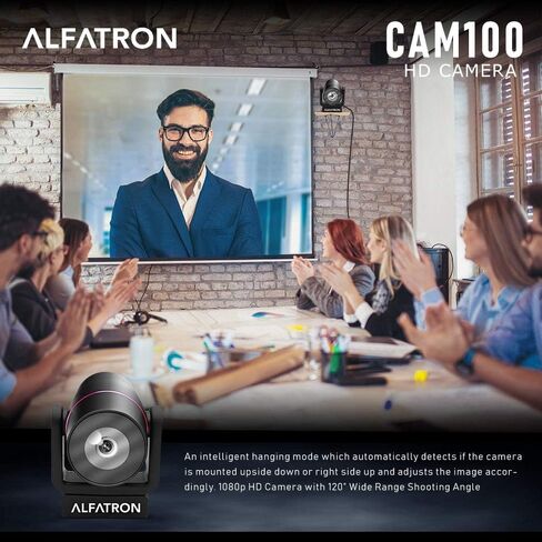كاميرا ويب Alfatron ALF CAM100 HD بدقة 1080 بكسل، وزاوية تصوير واسعة النطاق 120 درجة، وتوافق مع التكبير/التصغير، وتوصيل سهل، وعدسة قابلة للتعديل والمزيد لعقد مؤتمرات فيديو مثالية in Kuwait