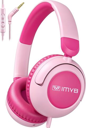 سماعات رأس IMYB V8 للأطفال سلكية مع ميكروفون للأطفال الصغار، حد صوت آمن 85/94 ديسيبل، سماعات رأس محمولة قابلة للطي للمدرسة والسفر، منفذ 3.5 مم، صوت ستيريو لجهاز iPad Tablet Kindle Computer (وردي) in Kuwait