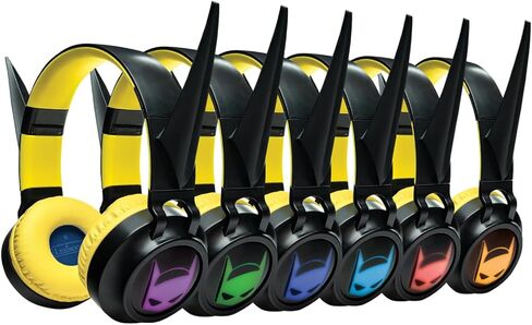 LEXiBOOK, Batman, Foldable Light-Up Bluetooth® and Wired Headphones with 3D Design from The Batman Universe and Volume Limiting, Black Yellow, HPBT015BAT in Kuwait