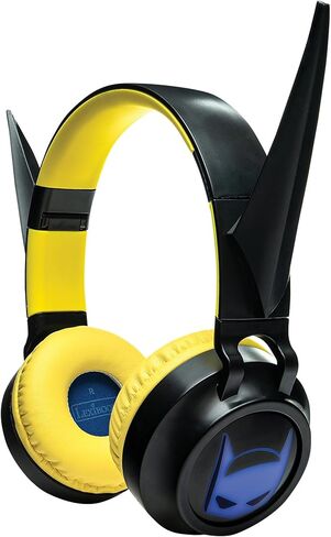 LEXiBOOK, Batman, Foldable Light-Up Bluetooth® and Wired Headphones with 3D Design from The Batman Universe and Volume Limiting, Black Yellow, HPBT015BAT in Kuwait