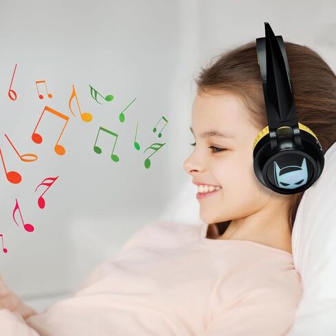 LEXiBOOK, Batman, Foldable Light-Up Bluetooth® and Wired Headphones with 3D Design from The Batman Universe and Volume Limiting, Black Yellow, HPBT015BAT in Kuwait