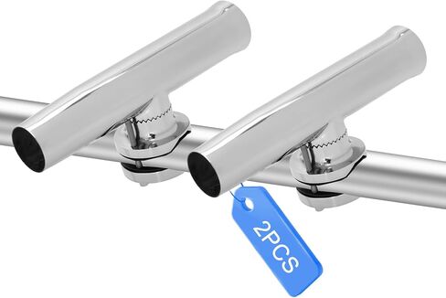 2 Pack Fishing Rod Holder for Boat, Clamp-on 1 1/4" to 2" Rails for Boat/Pontoon for Round Tube Boat Fishing, Fishing Gear, Side Mount Tournament Style Fishing Pole Holders - Fishing Gifts for Men in Kuwait