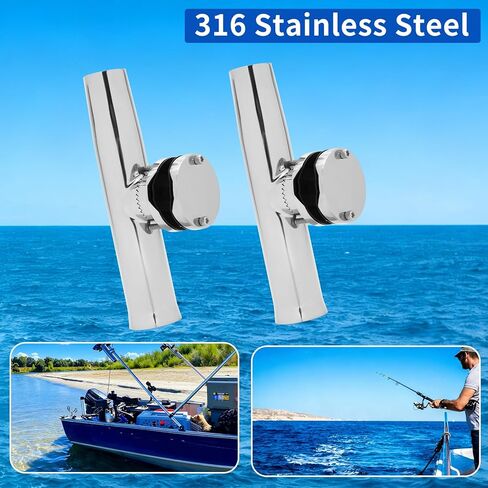 2 Pack Fishing Rod Holder for Boat, Clamp-on 1 1/4" to 2" Rails for Boat/Pontoon for Round Tube Boat Fishing, Fishing Gear, Side Mount Tournament Style Fishing Pole Holders - Fishing Gifts for Men in Kuwait